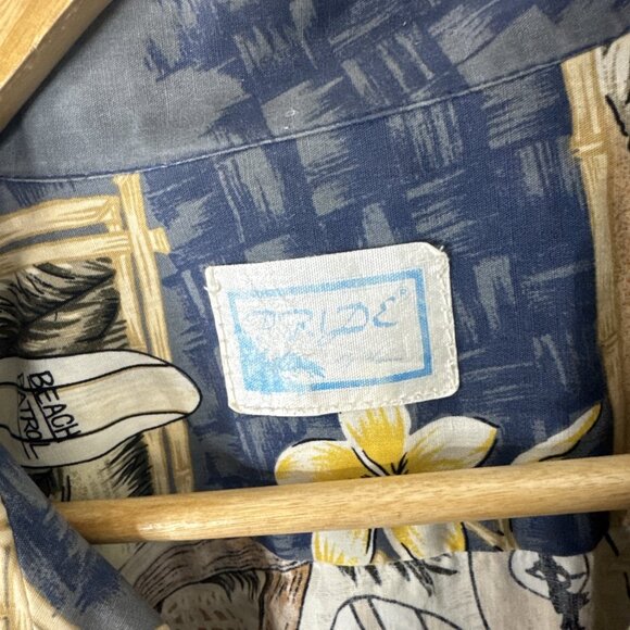 Pride Hawaiian Shirt Men’s 2XL Blue Yellow Floral Surfboards Aloha Vintage Vibes - Picture 3 of 4